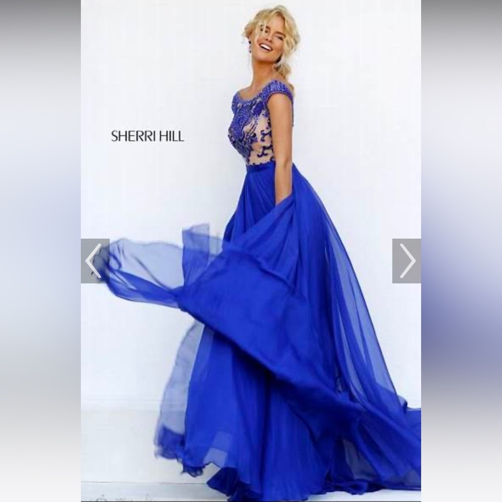 Sherri Hill Royal Blue Beaded Bodice Prom Dress